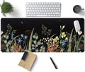 Cute Gaming Black Wild Flowers Desk Mat Mouse Pad Star Moon Floral Mousepad Large, Xl Big Computer Keyboard And Mouse Mat Desk P