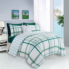 Elegant Comfort Silky Soft 8-Piece Plaid Lodge Bed-In-A-Bag Comforter Set, Includes 4Pc Smart Sheet Set, Comforter,Decorative Pillow,Matching Pillowcases And Shams-King/California King, Emerald Green