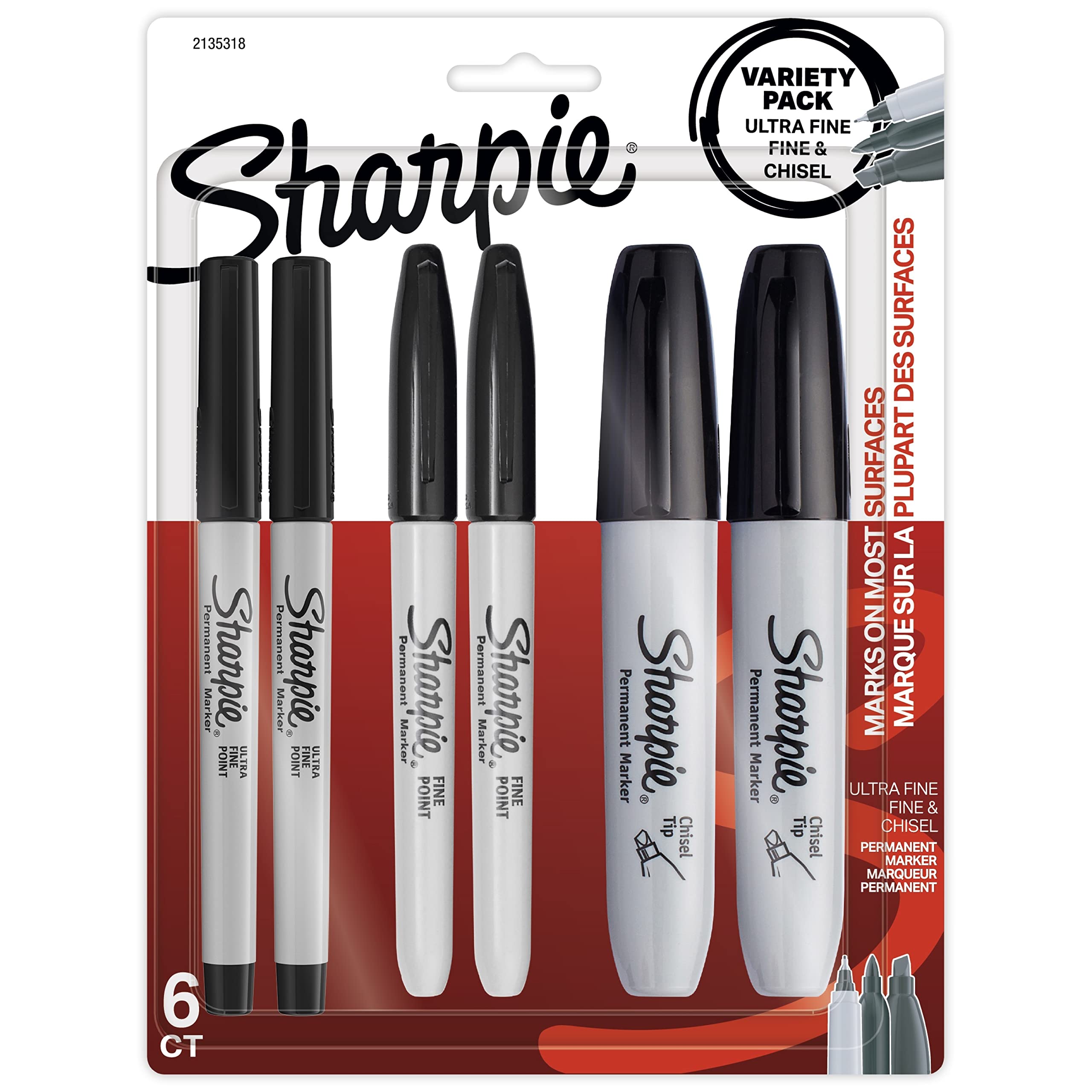Sharpie Permanent Markers Variety Pack, Featuring Ultra-Fine, Chisel Tip, And Fine Tip Marker Set, Writing And Poster Markers, B