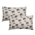 Aportt Navy Blue Palm Tree Pillow Covers 18X18 Inch Set Of 2 Coastal Tropical Plants Coconut Trees Decorative Pillow Cases Summe