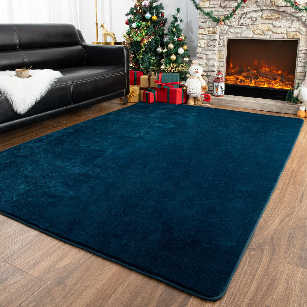 Przemy Washable Area Rug for Bedroom Living Room, 4x6 Feet Navy Blue Memory Foam Rugs, Super Soft Modern Indoor Carpet for Kids 