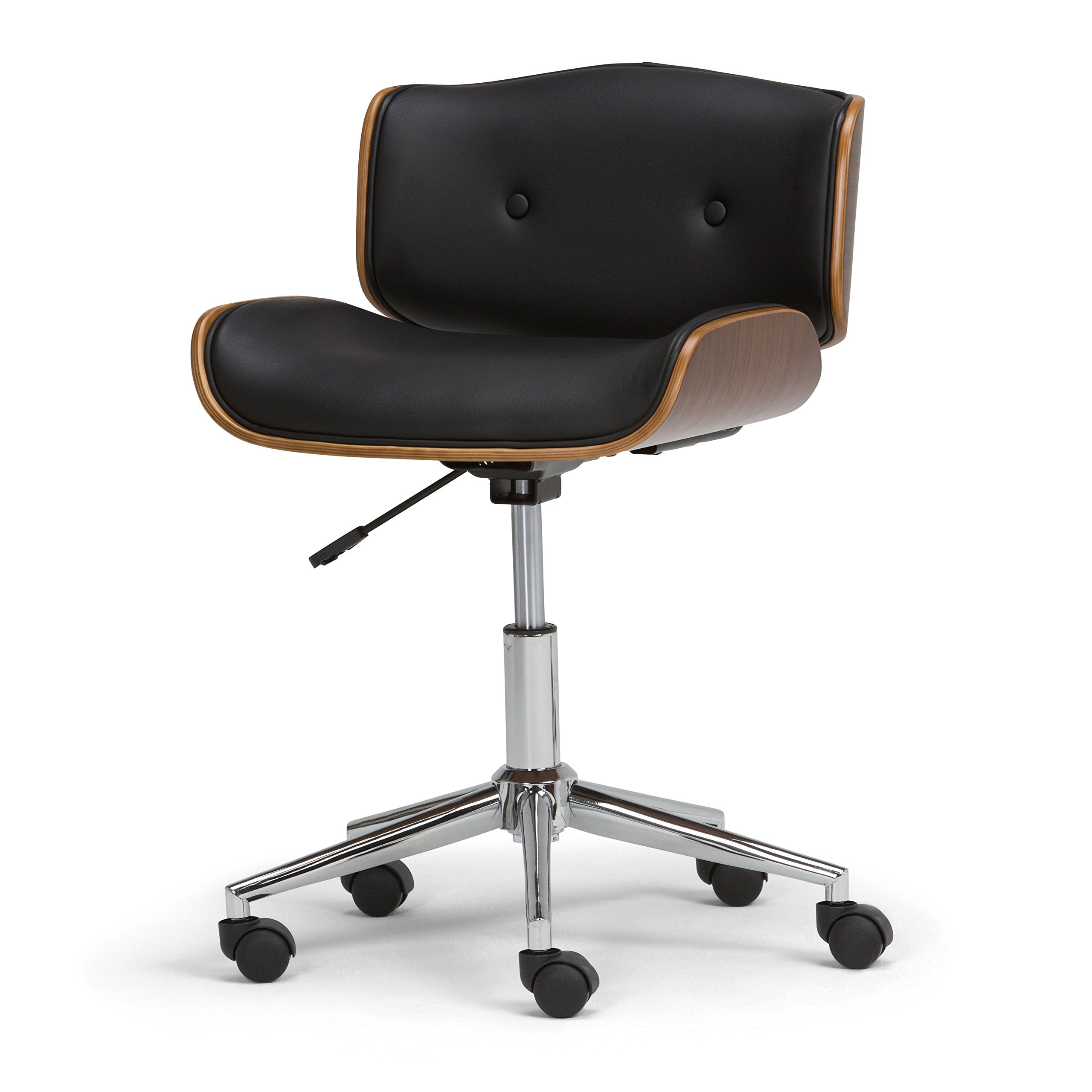 SIMPLIHOME Dax Swivel Adjustable Executive Computer Bentwood Office Chair in Black, Natural for the office and Study