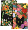 Miss Adola Microfiber Kitchen Towels - Set of 2 Dish Towels for Kitchen 18 x 26 Inch Home Decoration Cat Flower Cute Spring Hand