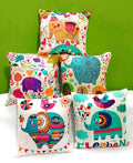 Balley Set Of 5 Elephant Designer Decorative Throw Pillow/Cushion Covers (Multicolour) (16X16 Inches)