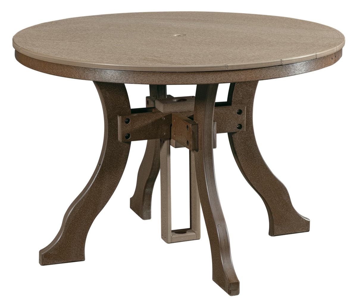American Furniture Classics Dining Height Round Table, Weatherwood With Tudor Brown Base