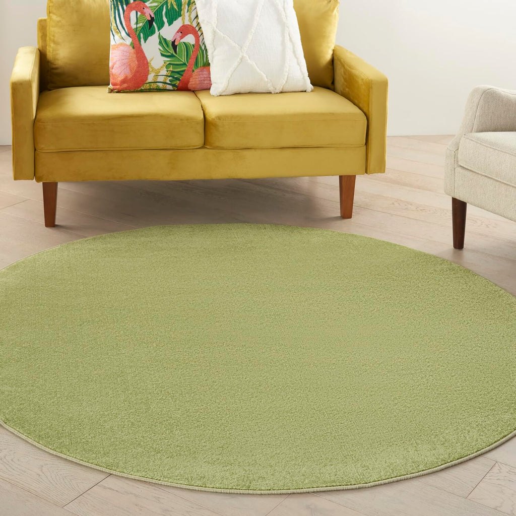 Nourison Essentials Indoor/Outdoor Green 6' X Round Area -Rug, Easy -Cleaning, Non Shedding, Bed Room, Living Room, Dining Room, Backyard, Deck, Patio (6 Round)