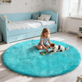yulidayang Soft Round Area Rug for Kids Bedroom, Fluffy Fuzzy Shaggy Rug 5'X5'for Living Room, Non Slip Circle Plush Rug for Gir