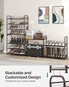 Songmics Shoe Rack, 4 Tier Shoe Organizer For Closet, Holds Up To 16 Pairs Of Shoes, Shoe Rack For Front Door Entrance, Metal Shoe Shelf With Adjustable Tilt Angle, For Entryway, Garage, Bronze