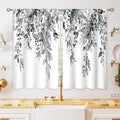 Oolygoo Eucalyptus Botanical Leaves Grey Floral Kitchen Window Curtains Over Sink Farmhouse Flower Leaf Small Window Treatment C