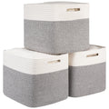 OIAHOMY Cotton Rope Woven Baskets for Organizing 3Pack 13x15x12.6IN Closet Storage Bins for Clothes Rectangular Storage Baskets