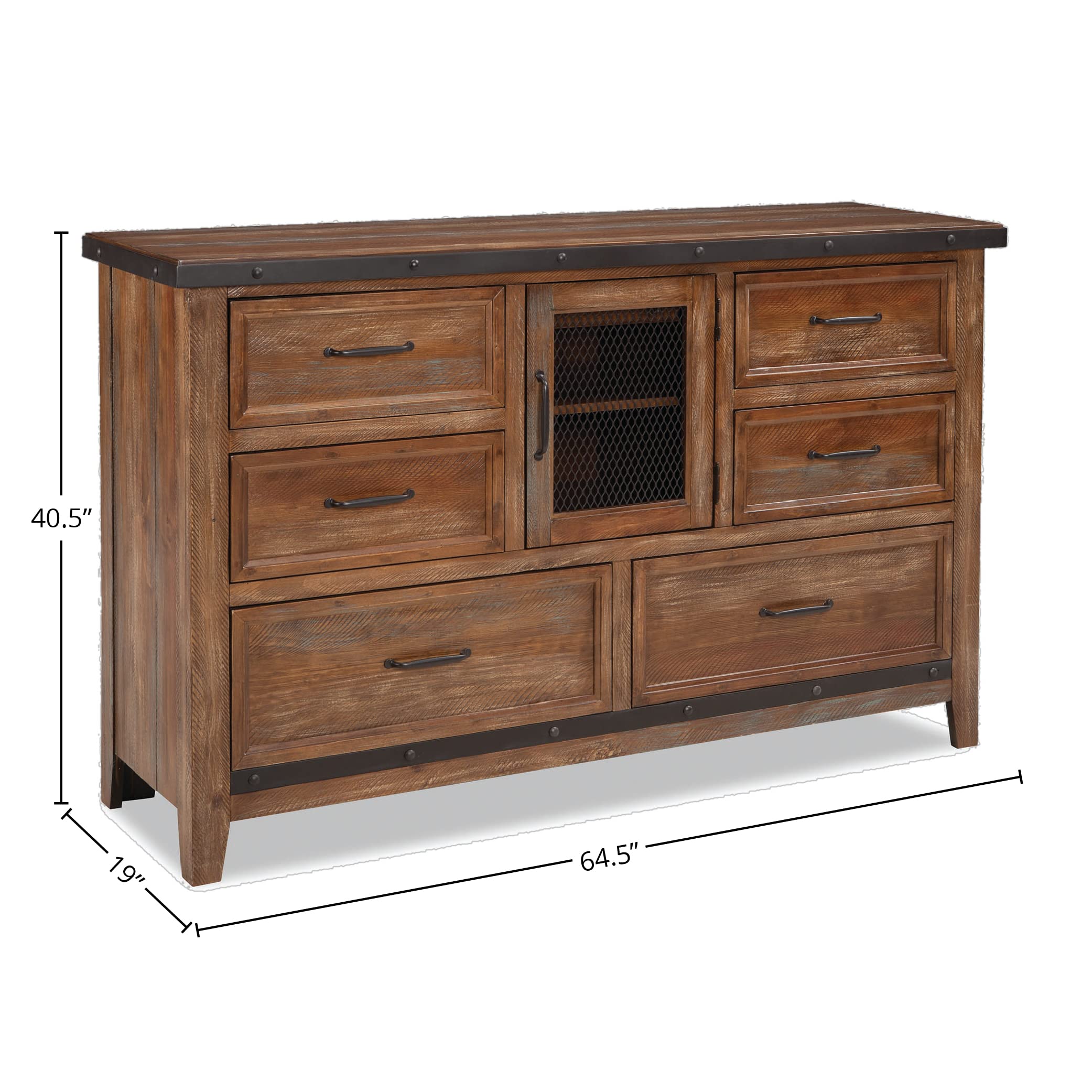 Intercon Taos 6 Drawers and 1 Door, Canyon Brown Dresser