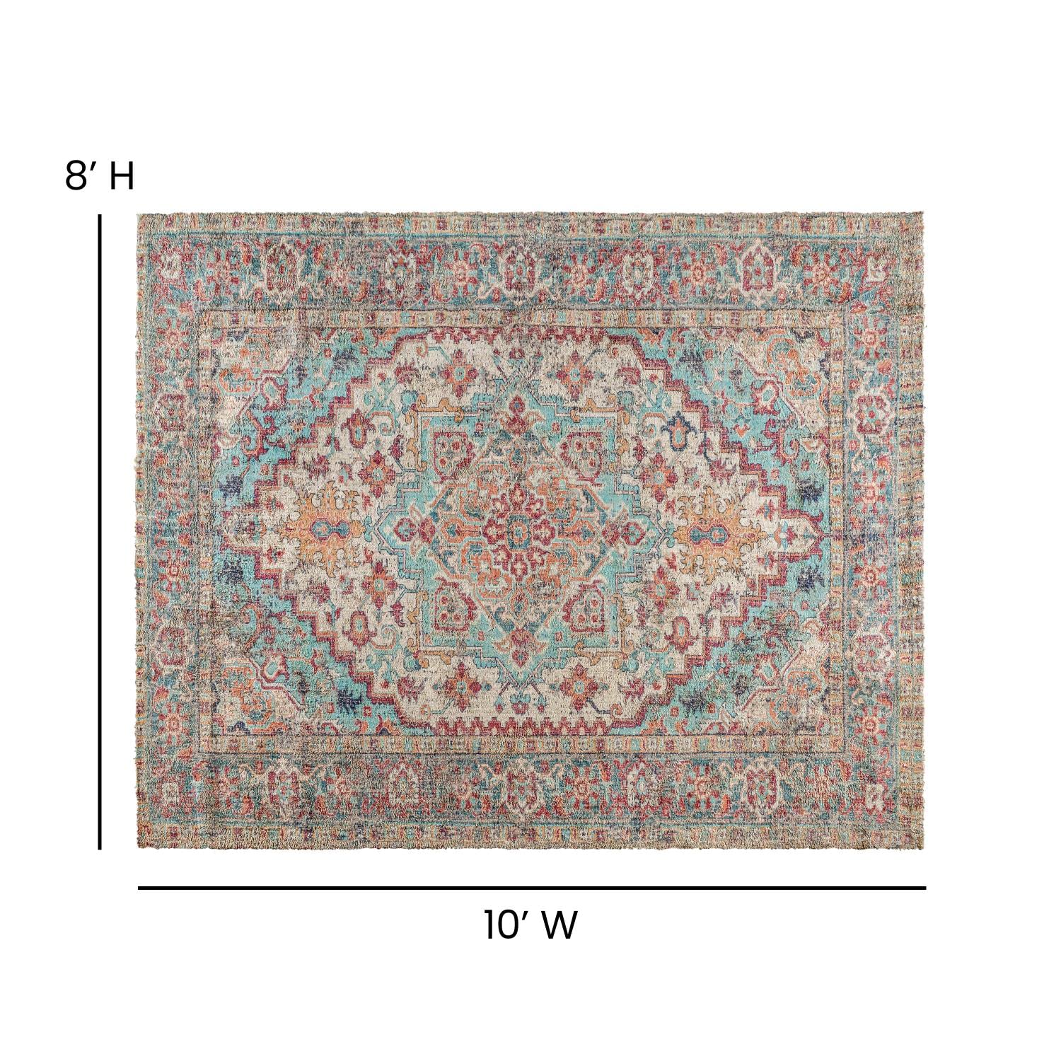Flash Furniture Katherine Vintage Medallion Area Rug - 8' X 10' - Blue Multi Polyester