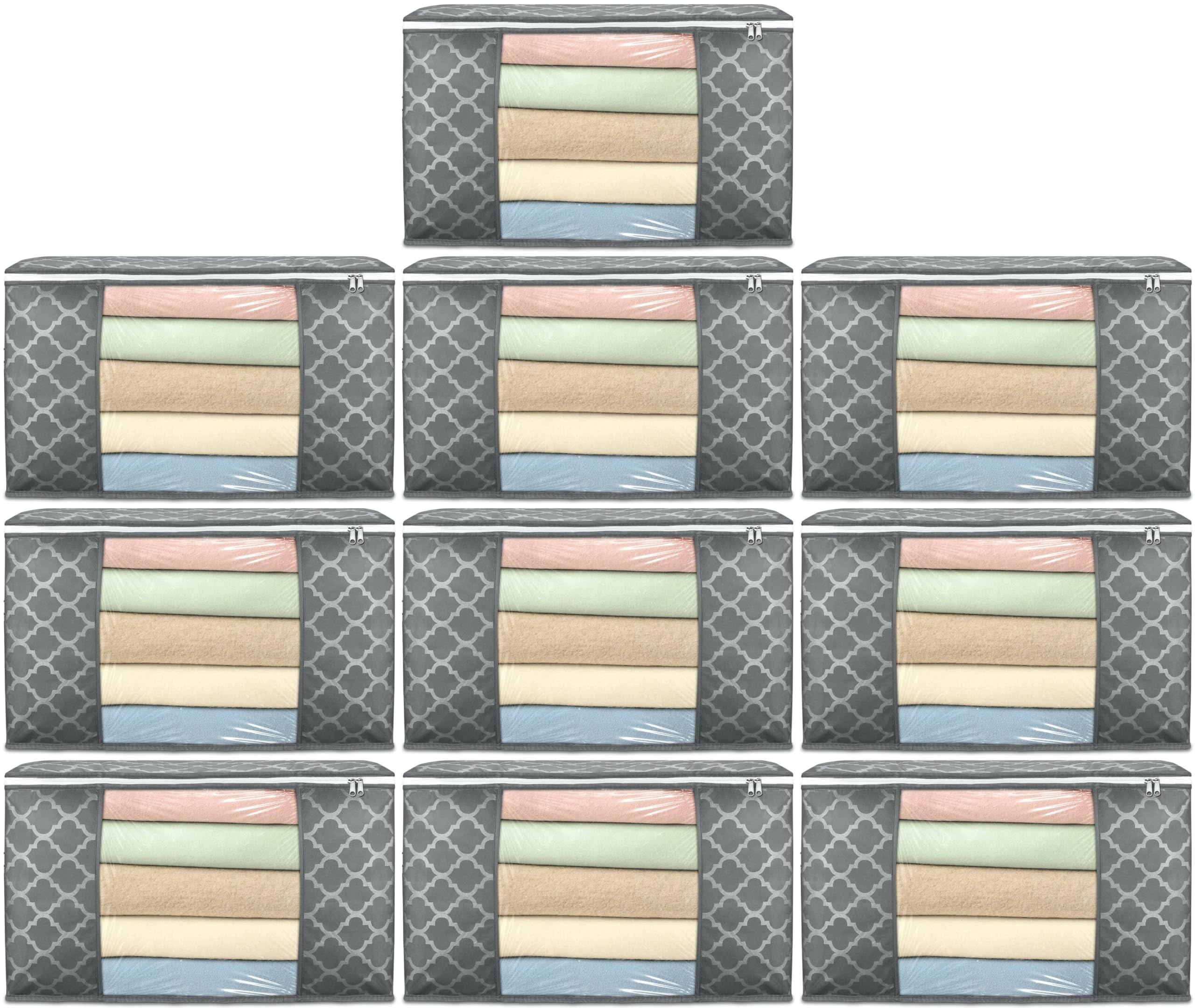 Acnos Clothes Storage Organizer Grey Design White Chain 10 Piece Non Woven Large Size Cloth Cover Set Pack Of 10