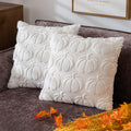Cosibono Pumpkin Fall Decorative Throw Pillow Covers 20'X20', Set Of 2 Cream White Soft Faux Fur Pillow Covers For Autumn Harv