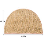 Eanpet Half Round Bath Mat, Non-Slip Beige Chenille, Water Absorbent, Ultra Soft, Washable, 19.6" x 31.5"