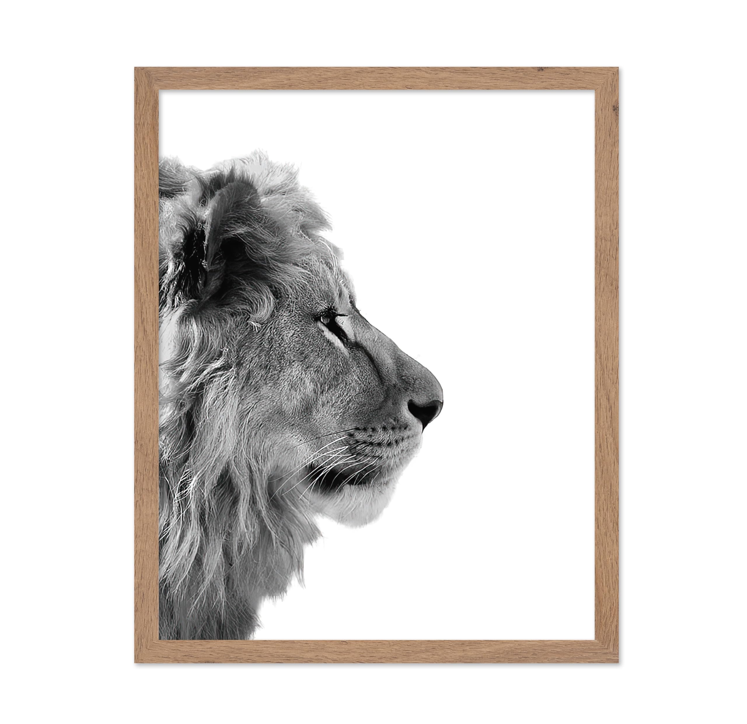 Poster Master Vintage Photograph Poster - Retro Animal Print - Lion From Side, Minimalist, Black & White, Simple - Gift for Arti