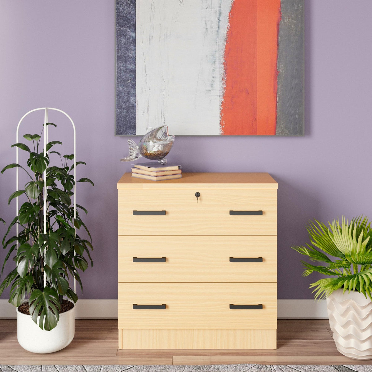 Cindy Chest Bedroom Dresser (Tobaccco, 3 Drawers)