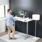 Vivo Electric 60 X 30 Inch Standing Desk Workstation, Memory Controller Height Adjustment, 1B Series, White Top Gray Frame, Desk-Kit-1G6W-30