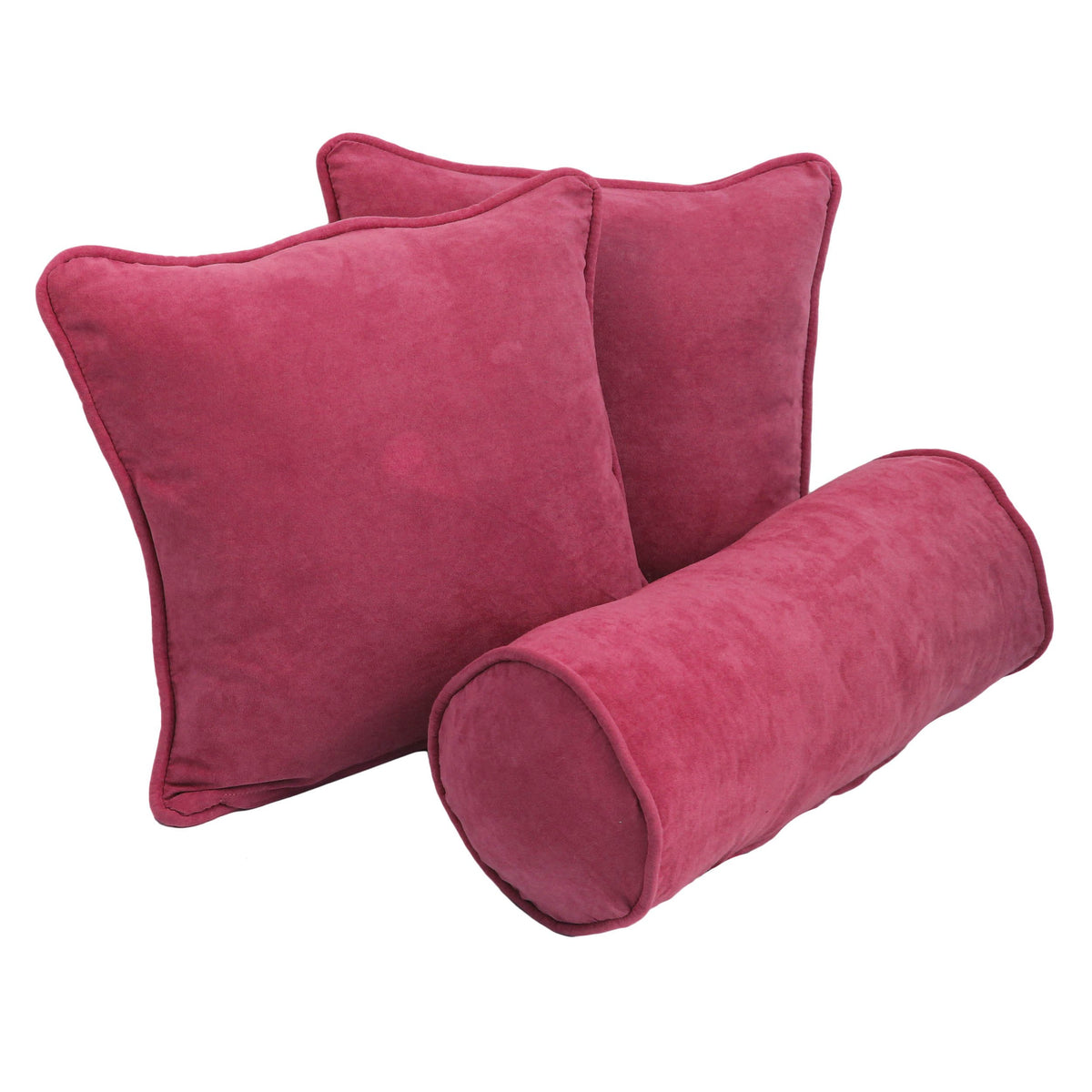 Blazing Needles Corded Microsuede Throw Pillow Set, Berry Berry 3 Count