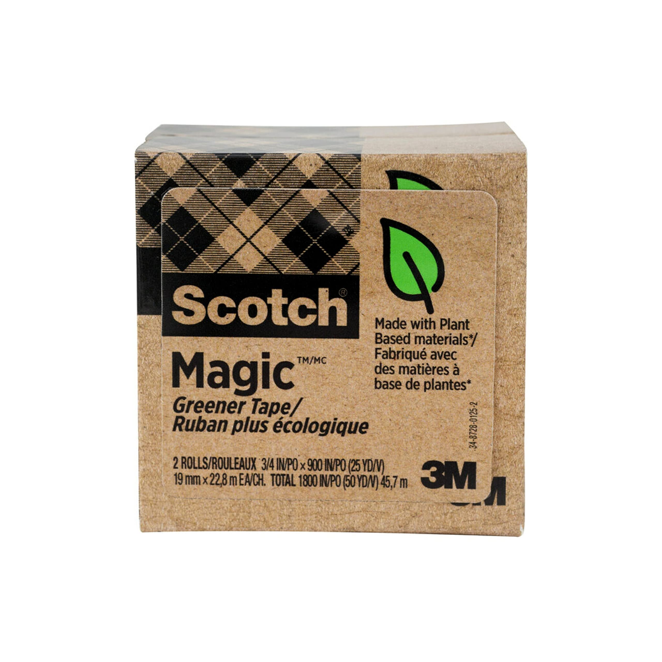 Scotch Magic Greener Tape, 2 Rolls, Numerous Applications, Invisible, Engineered For Repairing, 3/4 X 900 Inches, Boxed (812-2P)