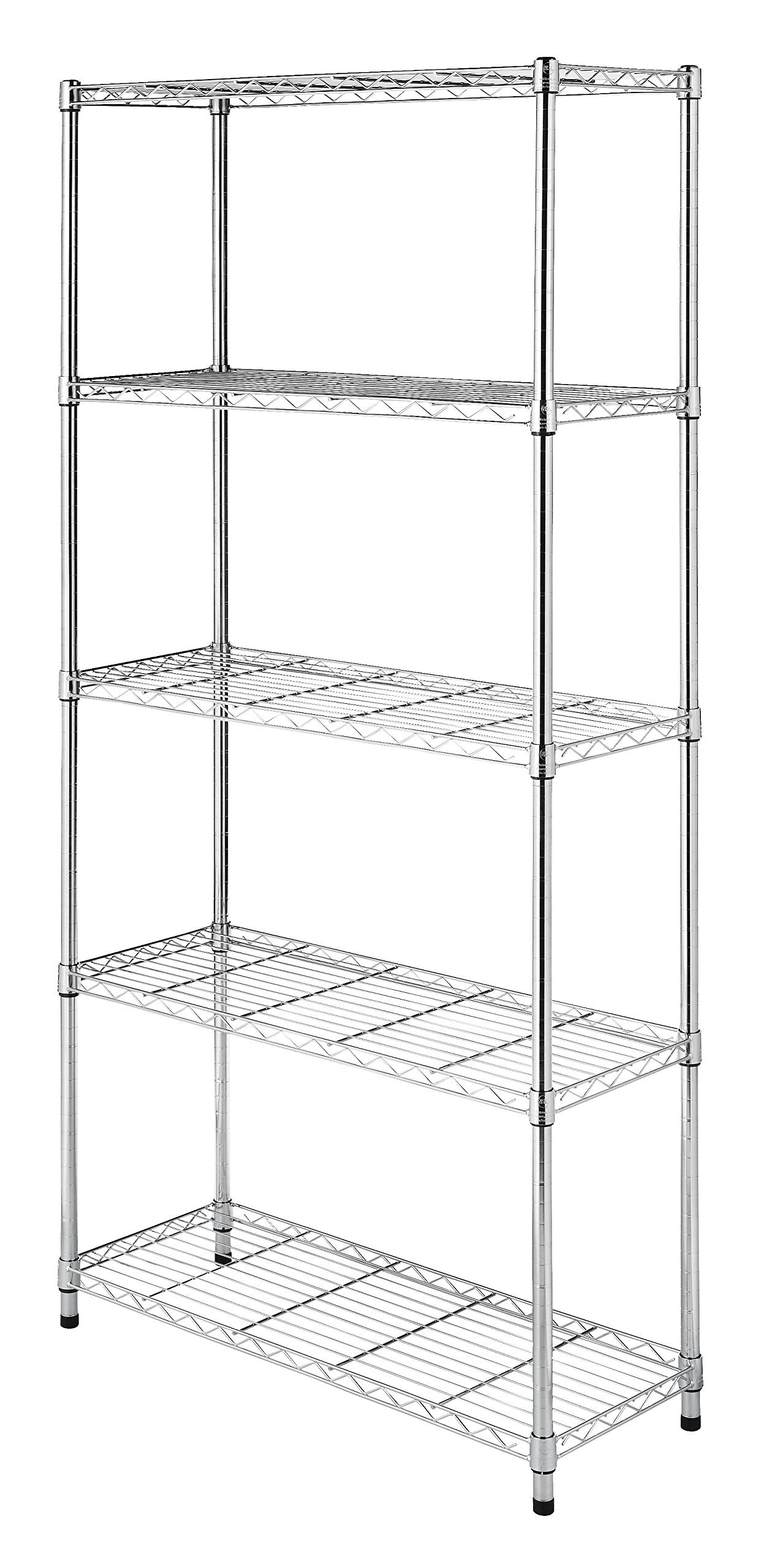 Whitmor 5-Wire Shelving Unit, Metal Storage Shelves, Durable Heavy Duty Shelf, Easy Assembly for Pantry, Kitchen, Garage, Plant 