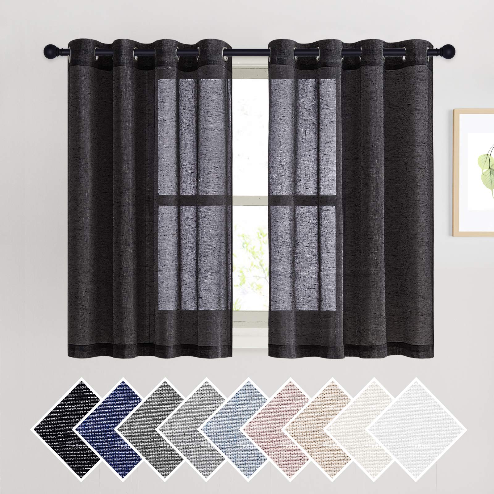 Nicetown Natural Flax Sheer Linen Curtains Grommet Top, Semitransparent Vertical Blinds Solid Cool Window Treatment Privacy With