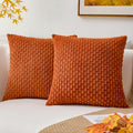Kevin Textile Fall Corduroy Pillow Covers 26x26 Inch 2 Packs Soft Cozy Euro Pillows with Stripe Pattern Big Throw Pillowcases for Couch Sofa Bedroom Home Decor, Rust
