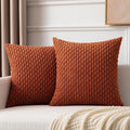 Kevin Textile 2 Packs Rust 26X26 Pillow Covers Euro Pillow Covers With Stripe Pattern Big Throw Pillow Covers For Couch Bedroom 66X66 Cm