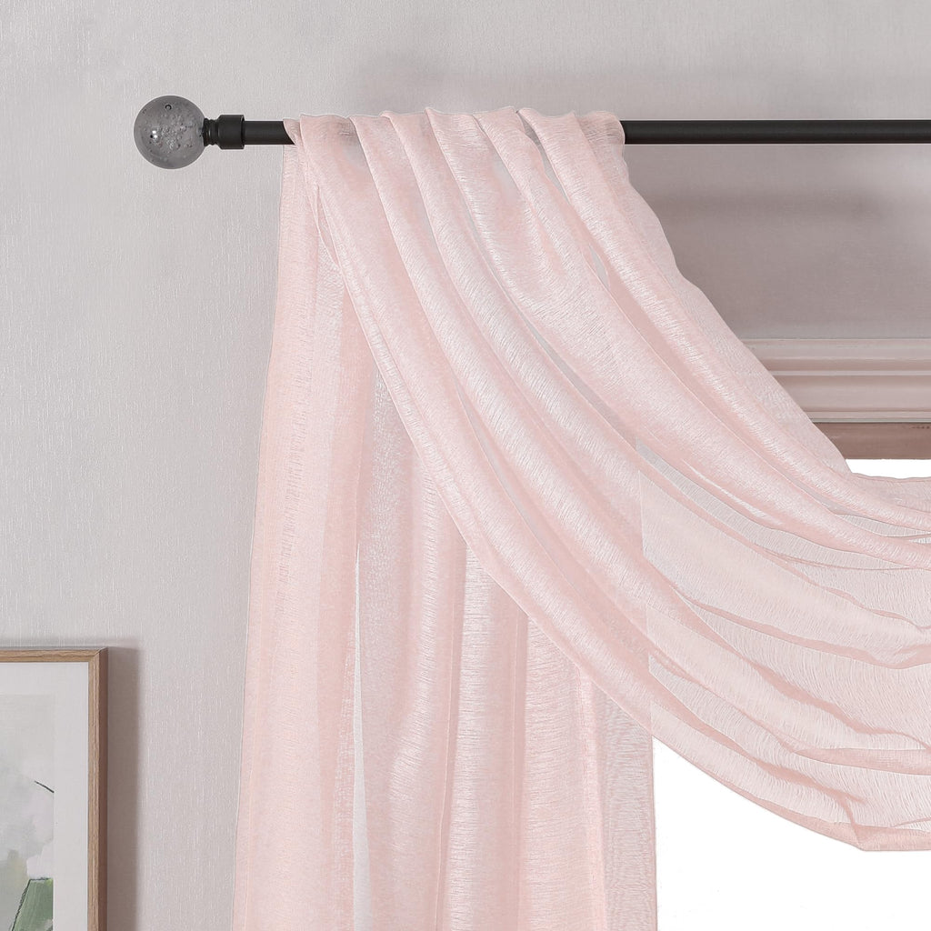 Donren Peach Pink Sheer Window Scarf For Girls Party - Luxury Soft Semi Sheer Scarf For Wedding (1 Panel,52 Inch By 216 Inch Len