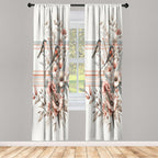 Ambesonne Birds And Nature Curtains, Autumnal Composition Of Muted Leafy Floral With Sparrowbird, Window Treatments 2 Panel Set