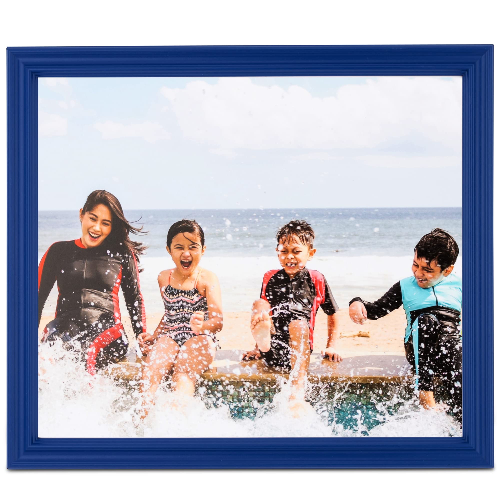 ArtToFrames 10x13 Inch Blue Picture Frame, This 1.00 Inch Custom Wood Poster Frame is Blue - Comes with Foam Backing 3/16 inch a