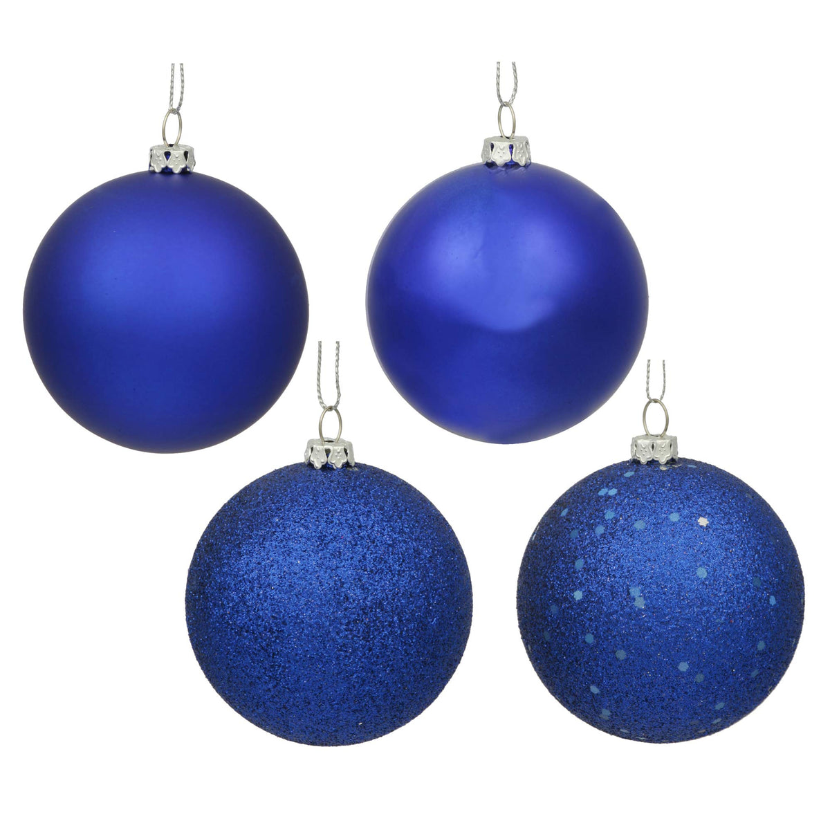 Vickerman 6 Inch  Cobalt Blue 4 Finish Ball Ornament 4 Per Box