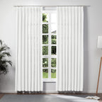 TWOPAGES Snow White Linen Pinch Pleat Curtain for Living Room, Window Treatment Curtain Panel Double Layer Light Filtering Room 