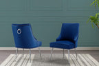 Best Quality Furniture SC351 Dining Chairs, Navy Blue/Silver