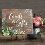 Lush Greenery Cards And Gifts Sign / 8' X 9' Rustic Wedding Sign/Lush Greenery Table Top Sign/Wedding Anniversary Reunion Sign