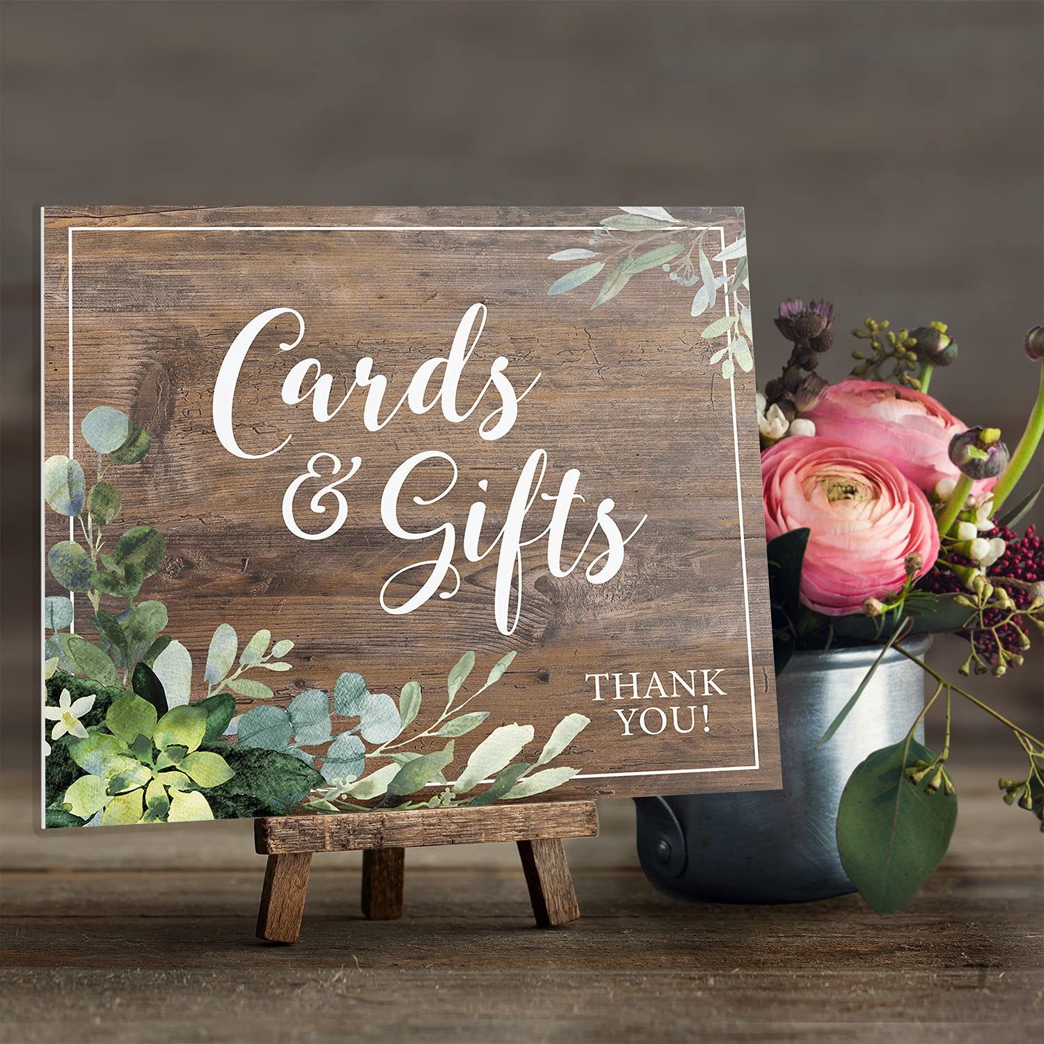 Lush Greenery Cards And Gifts Sign / 8' X 9' Rustic Wedding Sign/Lush Greenery Table Top Sign/Wedding Anniversary Reunion Sign