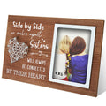 EXQUIDECA Long Distance Relationship Sister Gift - Hand String Heart Picture Frame 4x6 Inches - Friendship Bestie BFF Meaningful
