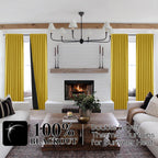Mustard Yellow Boho Blackout Curtains For Living Room 84 Inches Long,Fall Decor Back Tab Black Out Thermal Insulated Light Block