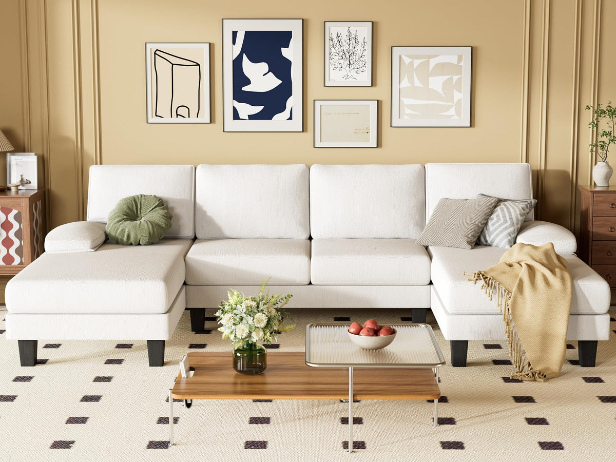 YESHOMY Convertible Sectional Sofa Modular Couch with Upholstered Chair and Moveable Ottoman, L-Shaped, 6 Seats, for Living Room