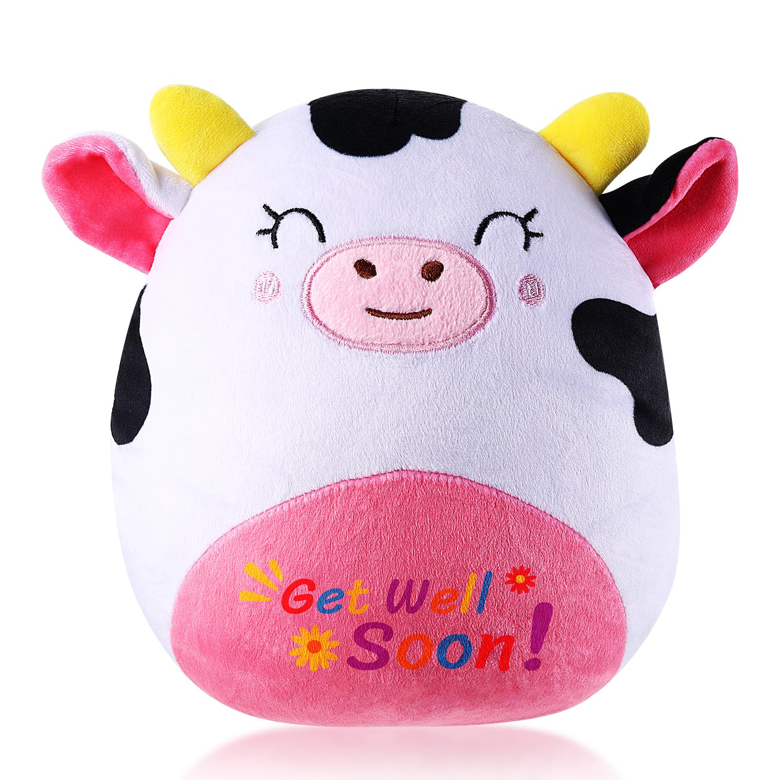 Zjoey Get Well Soon Gift Cat Plush Cow Stuffed Animal Hug Pillow Sympathy Gift Get Well Toy Gifts For Kids Boys Girls Women(Cow)