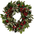 Pudate 22-Inch Artificial Christmas Wreath with Pinecones, Red Berries, and Magnolia - Holiday Door Wreath for Indoor Outdoor, W