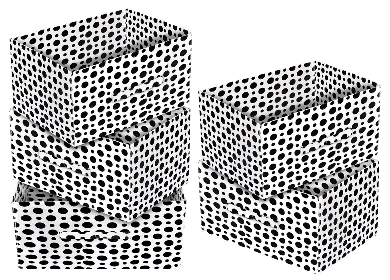 Kuber Industries Dot Print Non Woven Fabric 5Replacement Drawer Storage And Cloth Organizer Unit For Closet (Black & White)Kub