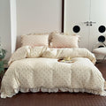 Bulutu Muslin Cotton Duvet Cover Full Elegant Ruffles Duvet Covers Soft Breathable Comforter Cover Kids Adults Bedding Floral Qu