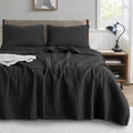 Kasentex Black Queen Size Quilt Bedding Sets With Pillow-Shams, Lightweight Soft Bedspread, Durable Quilted Blanket Thin Comfort