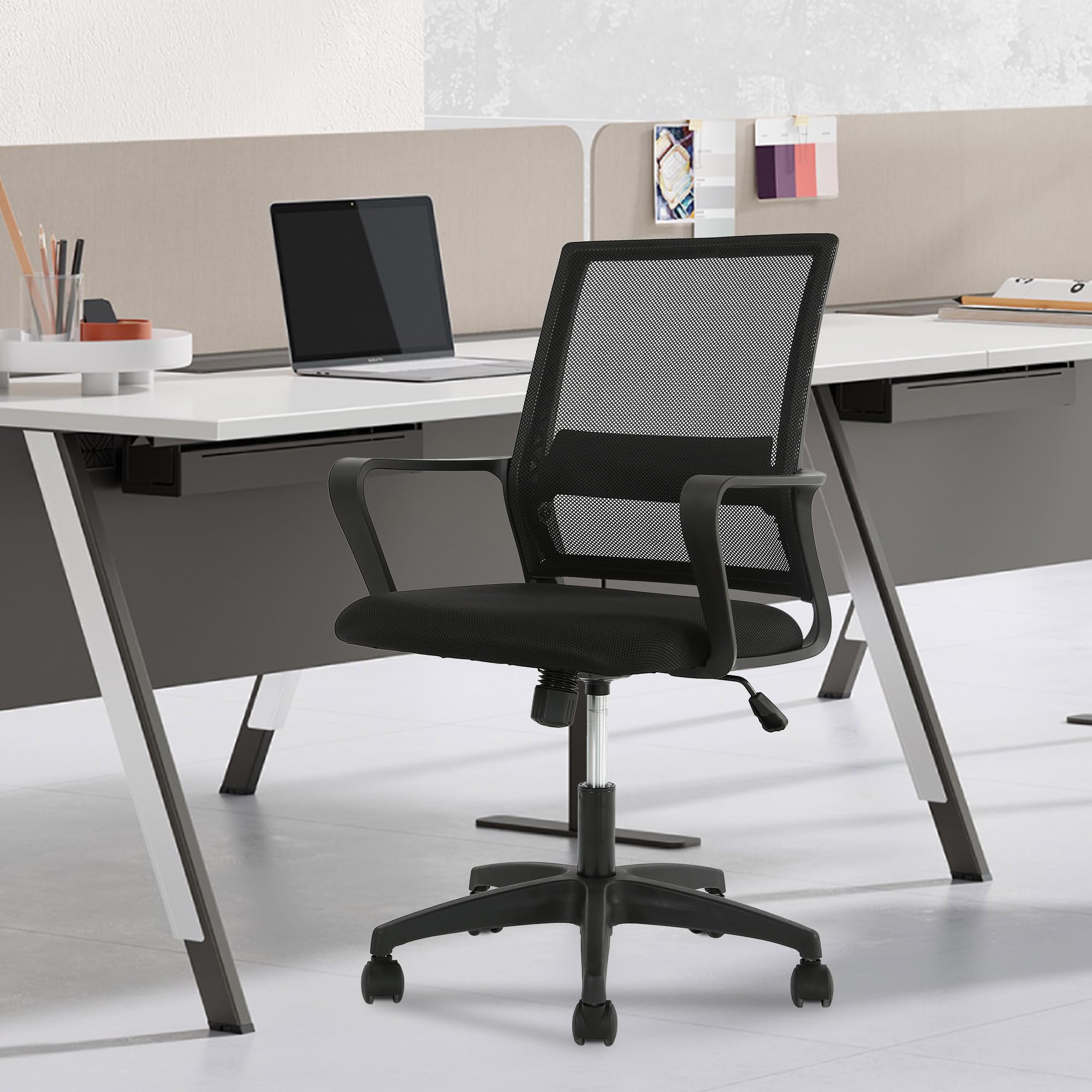 Paylesshere Gaming Chair Ergonomic Computer Chair Office Chair Video Game Chairs With Lumbar Support Desk Chair Armrest Mid Black Cushion Swivel Rolling Chair With Wheels For Home Office(Black)