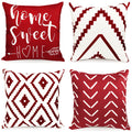 Decorative Throw Pillow Covers 22X22 Inch Wine Red Pillow Covers For Couch Sofa Living Room Bedroom,Farmhouse Outdoor Throw Pill