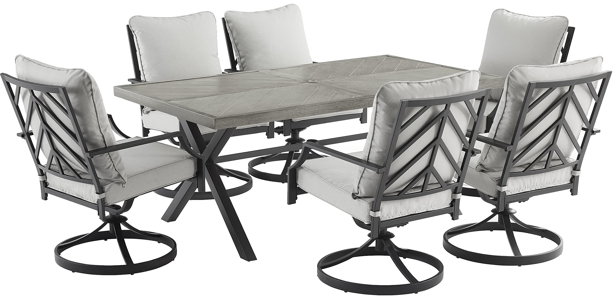 Crosley Furniture KO60062MB-GY Otto Outdoor Metal 7-Piece Dining Set, Matte Black with Gray Cushions