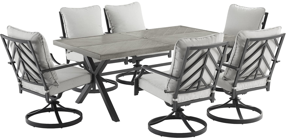 Crosley Furniture KO60062MB-GY Otto Outdoor Metal 7-Piece Dining Set, Matte Black with Gray Cushions