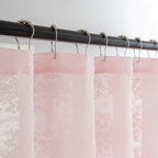 Tudeco Pink Shower Curtain - Shabby Chic Lace Shower Curtain With Attach Valance For Bathroom, Cute Sheer Vintage Coquette Flora