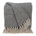 HomeRoots Gray Cotton Beige and Black Transitional Woven Handloom Throw Blanket